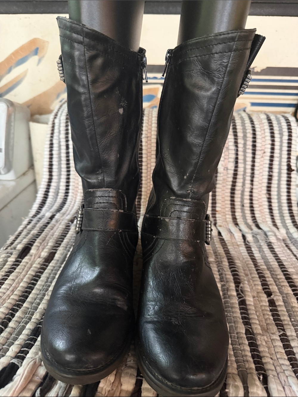 Bare Traps Mid-Calf Women's Pleather Moto Boots size 10 M